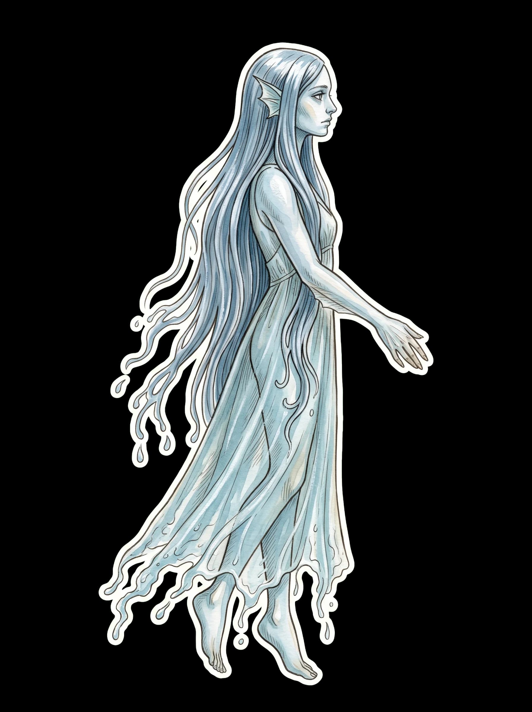 Ondine, étude de profil